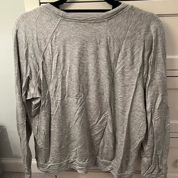 "Party Mode" long sleeve top in gray with pink writing - Picture 4 of 6